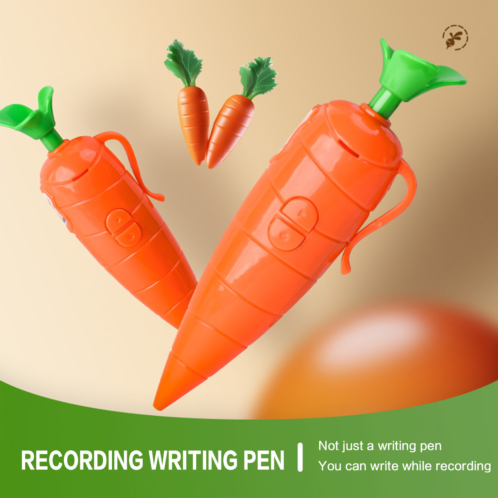 Voice Recorder Pen - Wortelvormige voicerecorderpen 2-in-1 multifunctionele balpen met
