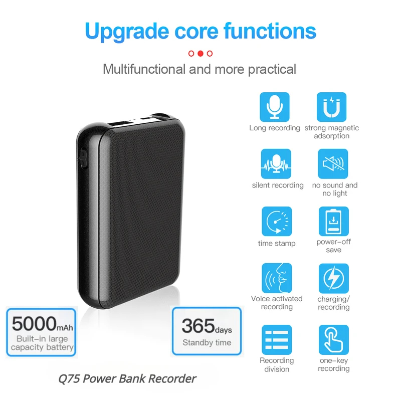 5000mAh Mini Power Bank Record - Voice Recorder Pen recensie en prijs